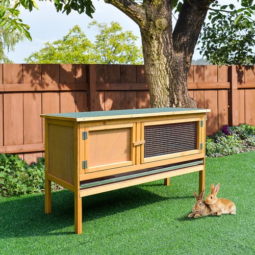 Pawhut wooden rabbit hutch - pawhut,