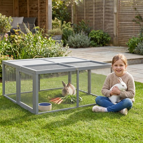 Pawhut rabbit hutch folding - pawhut,