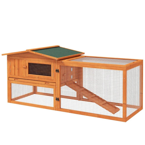 Pawhut rabbit hutch bunny - rabbit, hutch,