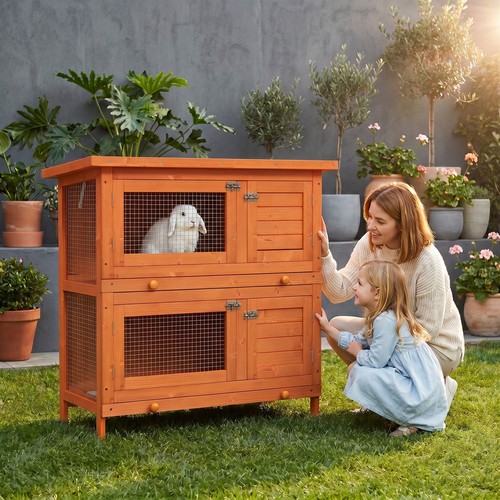 Rabbit hutch wooden guinea - wooden,